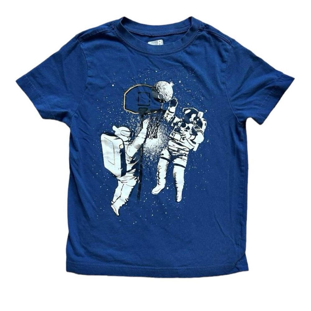 Youth Boys Crazy 8 Astronaut Space Basketball Graphic Tee Shirt - Sz S 5/6